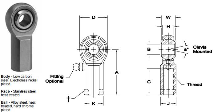 AURORASW-4關節(jié)軸承圖紙